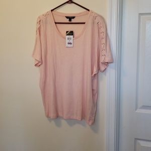 Blush Lauren shirt with detailed sleeves NWT